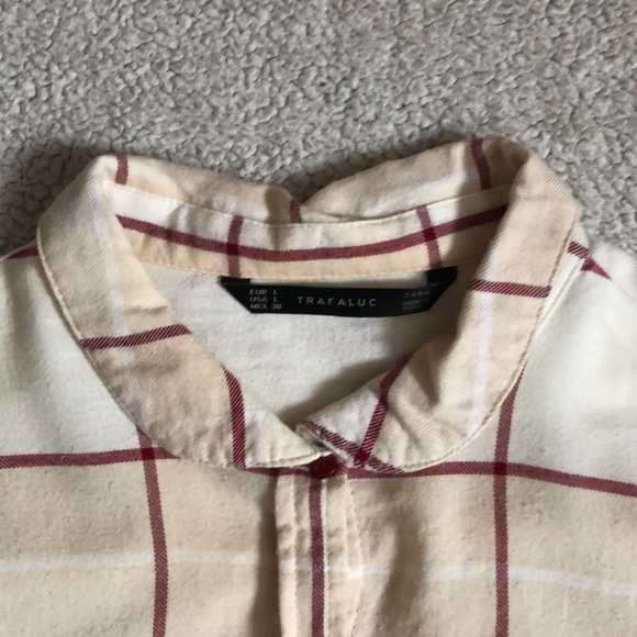 Zara Peter Pan Collar Plaid Flannel Shirt - Picture 2 of 5
